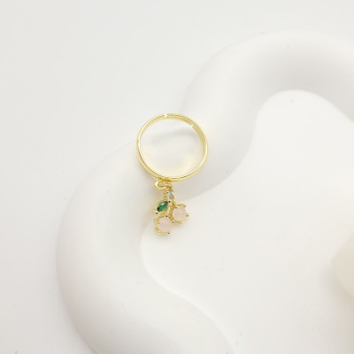 Fashion Earring China | 18K Gold-Plated White Zircon Cherry Women's Zircon Jewelry