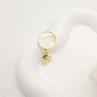 Fashion Earring China | 18K Gold-Plated White Zircon Cherry Women's Zircon Jewelry