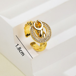Anillo al por mayor | Joyería de lujo para mujer con circonitas bañadas en oro de 18 quilates