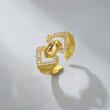 Anillo de latón para mujer, estilo sencillo, chapado en oro de 18 quilates, joyería de circonita