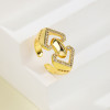 Anillo de latón para mujer, estilo sencillo, chapado en oro de 18 quilates, joyería de circonita