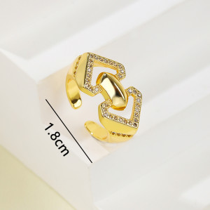 Wholesale Cz Ring | 18K Gold-Plated Geometric Zircon Jewelry