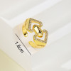 Anillo de latón para mujer, estilo sencillo, chapado en oro de 18 quilates, joyería de circonita