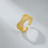 Anillo de latón al por mayor | Joyería de circonita con diseño de lazo bañada en oro de 18 quilates