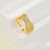 Anillo de latón al por mayor | Joyería de circonita con diseño de lazo bañada en oro de 18 quilates