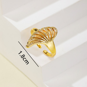 Wholesale Ring | Geometric Line Design 18K Gold Plated Zircon Jewelry