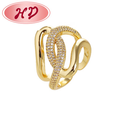Anillo al por mayor | Diseño geométrico de línea, joyería de circonitas bañada en oro de 18 quilates