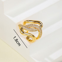 Wholesale Ring | Geometric Line Design 18K Gold Plated Zircon Jewelry
