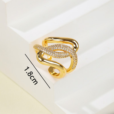Wholesale Ring | Geometric Line Design 18K Gold Plated Zircon Jewelry