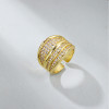Anillo de circón al por mayor | Anillo geométrico para mujer bañado en oro de 18 quilates