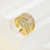 Anillo de circón al por mayor | Anillo geométrico para mujer bañado en oro de 18 quilates
