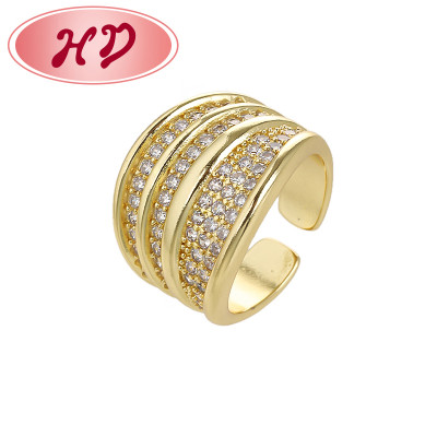 Anillo de circón al por mayor | Anillo geométrico para mujer bañado en oro de 18 quilates