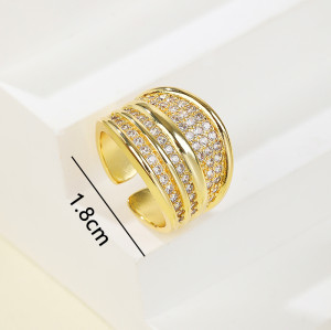 Anillo de circón al por mayor | Anillo geométrico para mujer bañado en oro de 18 quilates