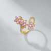 Wholesale CZ Ring | Pink Flower 18k Gold Plated Jewelry Ring