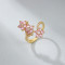 Wholesale CZ Ring | Pink Flower 18k Gold Plated Jewelry Ring