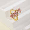 Wholesale CZ Ring | Pink Flower 18k Gold Plated Jewelry Ring