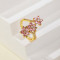 Wholesale CZ Ring | Pink Flower 18k Gold Plated Jewelry Ring