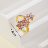 Wholesale CZ Ring | Pink Flower 18k Gold Plated Jewelry Ring