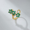 Anillo al por mayor | Anillo de flor verde bañado en oro de 18 quilates