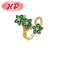 Wholesale Ring | 18k Gold Plated Green Flower Jewelry Ring