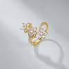 Proveedor de anillos de circonita cúbica | Joyería ajustable para mujer con diseño floral de circonita blanca