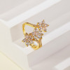 Proveedor de anillos de circonita cúbica | Joyería ajustable para mujer con diseño floral de circonita blanca