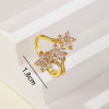 Proveedor de anillos de circonita cúbica | Joyería ajustable para mujer con diseño floral de circonita blanca