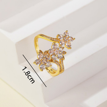 Cz Ring Supplier | White Zircon Flower Design Adjustable Women'S Jewelry