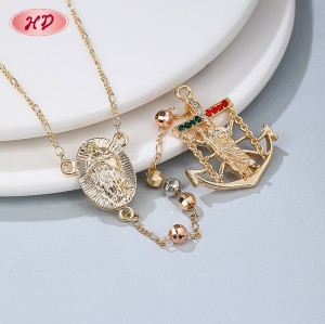 Necklace Sets Supplier | Religious Tricolor Rose Gold&Gold-Plated&Silver Plated Design Zircon Women's Necklace