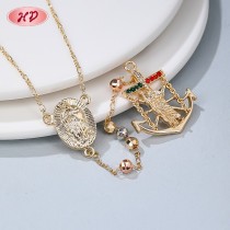 Necklace Sets Supplier | Religious Tricolor Rose Gold&Gold-Plated&Silver Plated Design Zircon Women's Necklace