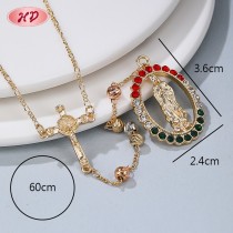 China  Necklace Wholesale | Religious Tri color Design Zircon Women's Chain Necklace