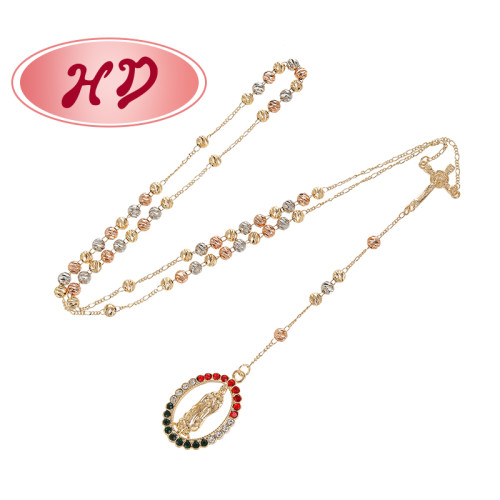 China  Necklace Wholesale | Religious Tri color Design Zircon Women's Chain Necklace