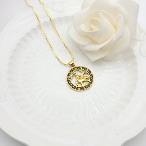 Joyería de la serie zodiacal Aries al por mayor | Collar chapado en oro de 18 quilates