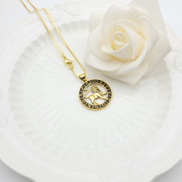 Collar de Leo bañado en oro de 18 quilates | Joyería de diseño de la serie Doce Constelaciones al por mayor