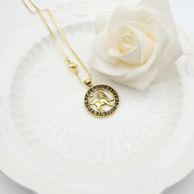 18K Gold-Plated Leo Jewelry Necklace | Twelve Constellation Series Design Jewelry Wholesale