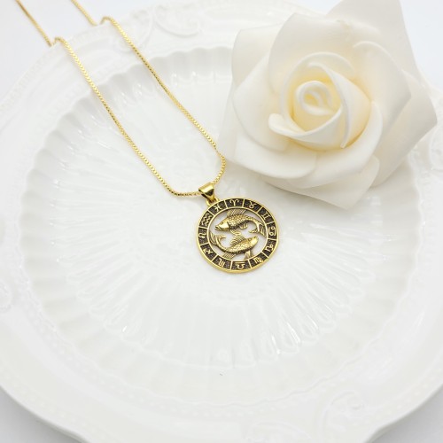 Collar de Acuario | Joyería chapada en oro de 18 quilates con diseño de las Doce Constelaciones al por mayor