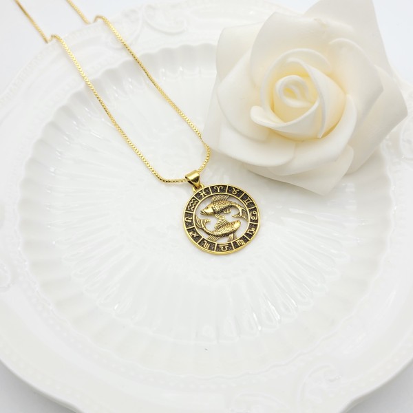 Collar de Acuario | Joyería chapada en oro de 18 quilates con diseño de las Doce Constelaciones al por mayor