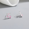 925 Silver Stud Earrings | Pink AAA Zircon Bow Women's Jewelry Wholesale