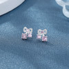 925 Silver Stud Earrings | Pink AAA Zircon Bow Women's Jewelry Wholesale