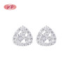 Pendientes de circonita | Diseño triangular hueco, sencillo, de plata 925, para mujer