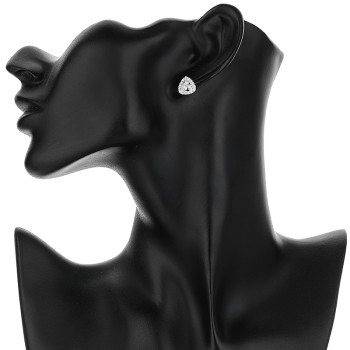 Zircon Jewelry Earrings | Triangular Hollow Simple Design 925 Silver Jewelry Women's Jewelry