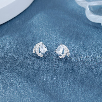 Pendientes de plata 925 | Diseño de pez dorado con circonitas blancas y azules para mujer