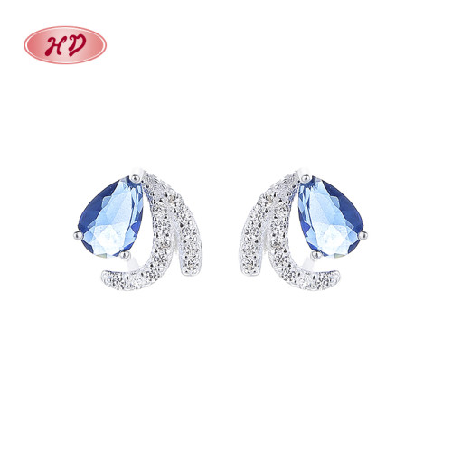 Pendientes de plata de ley 925 con circonitas al por mayor | Diseño de carpa azul para mujer