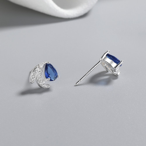 Pendientes de plata de ley 925 con circonitas al por mayor | Diseño de carpa azul para mujer
