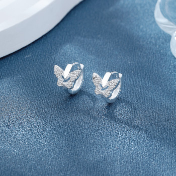 Earring Supplier | Micro Inlaid Zircon Butterfly Insect 925 Silver Jewelry Earrings Jewelry