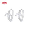 Pendientes de plata de ley 925 con circonitas cúbicas | Diseño de hojas y plantas | Pendientes de alta calidad con circonitas blancas AAA