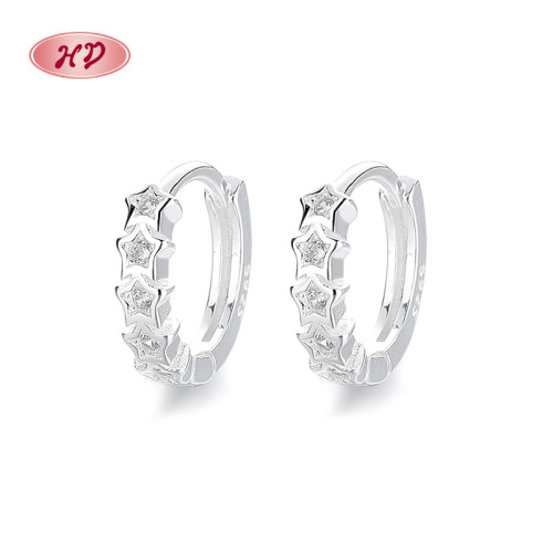 Pendientes Huggie de moda al por mayor | Pendientes de plata 925 estilo estrella para mujer