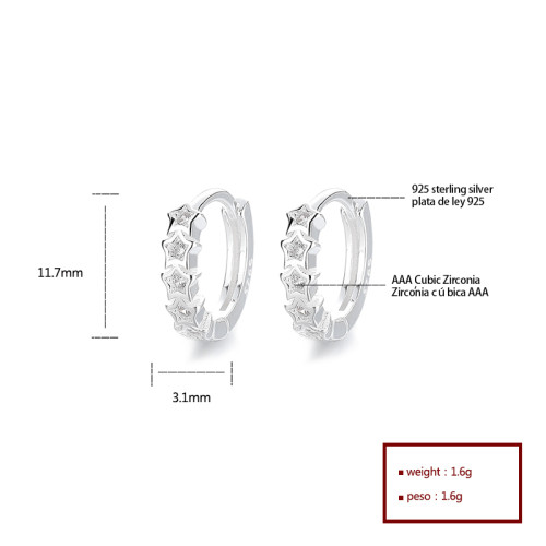 Pendientes Huggie de moda al por mayor | Pendientes de plata 925 estilo estrella para mujer