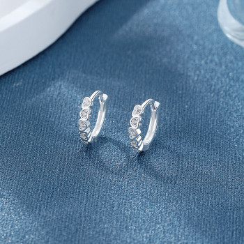 Heart Huggies Earrings | White AAA Zircon 925 Silver Jewelry Wholesale for Women