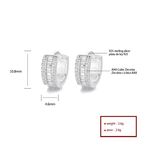 Pendientes Huggies al por mayor | Joyería de plata 925 con incrustaciones de circonita blanca de estilo de línea simple al por mayor para mujeres
